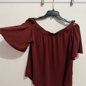 Naked Zebra Burgundy Off-Shoulder Blouse